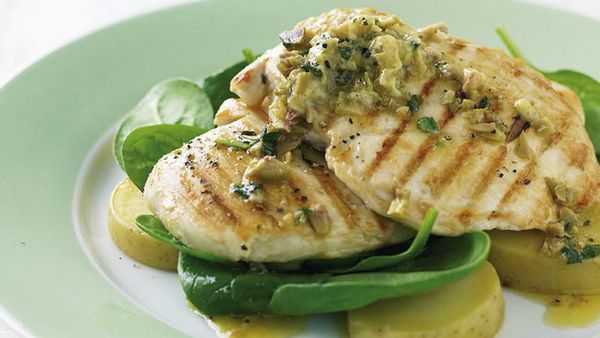 Grilled chicken and green olive