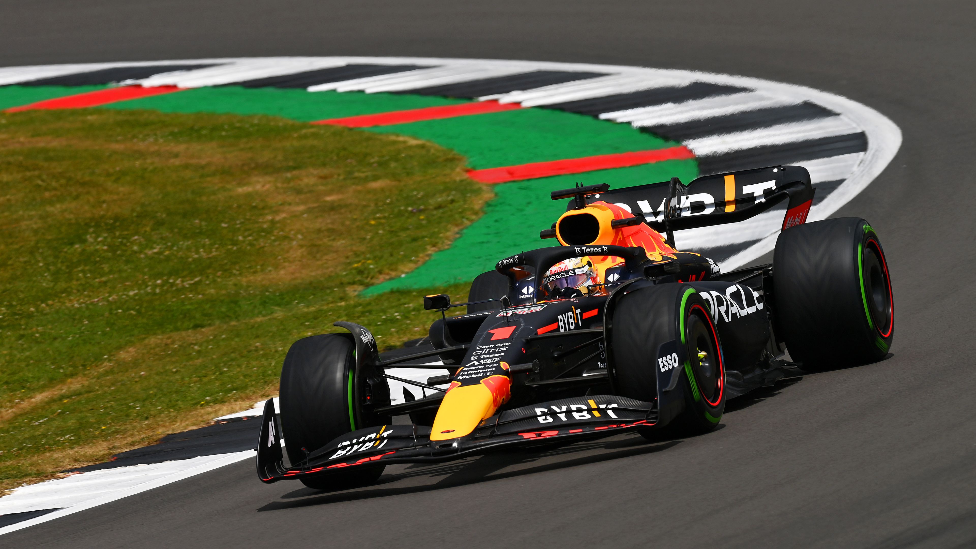 Max Verstappen during practice for the British Grand Prix at Silverstone. Photo: Dan Mullan