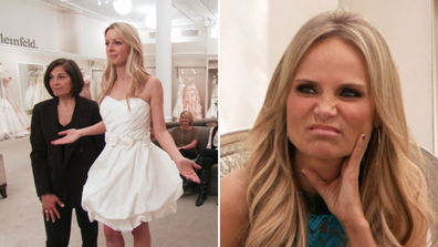 Wicked star Kristin Chenoweth attends the dress appointment of her "little sister" Julie on Say Yes To The Dress on 9Now.