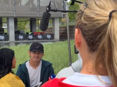 Katie Boulter sneaks up on Alex de Minaur's interview