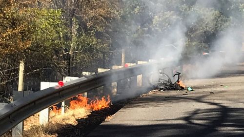 An Adelaide man had a lucky escape when his electric bike exploded while he was riding with friends.