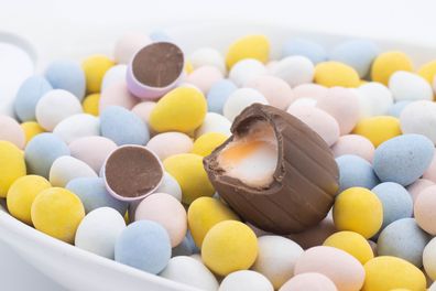 Cadbury Creme Egg with other Easter eggs