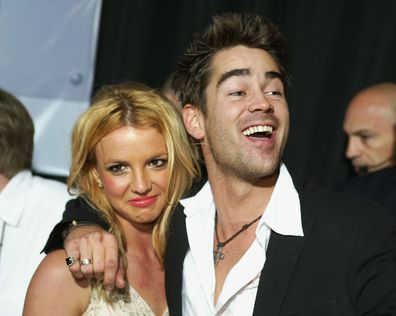 Britney Spears and Colin Farrell arrive at the premiere of The Recruit in 2003.