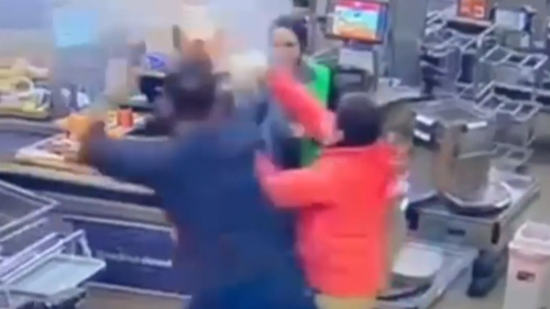 A police employee has been charged after a brawl inside a Woolworths supermarket in Western Sydney.