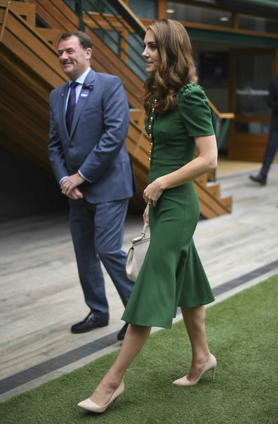 Kate arrives for the Women's Final match on day twelve of the Wimbledon Tennis Championships in 2019.