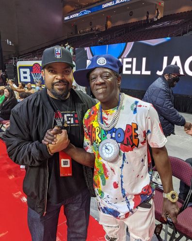Rapper Flavor Flav and Ice Cube.