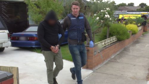 One of the fourteen men arrested this morning. (Victoria Police)