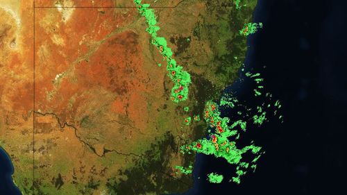 The storms as they moved east at 4.30pm.