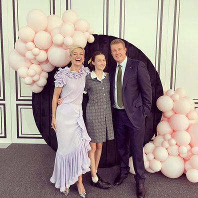 Peter Overton and Jessica Rowe with daughter Giselle.