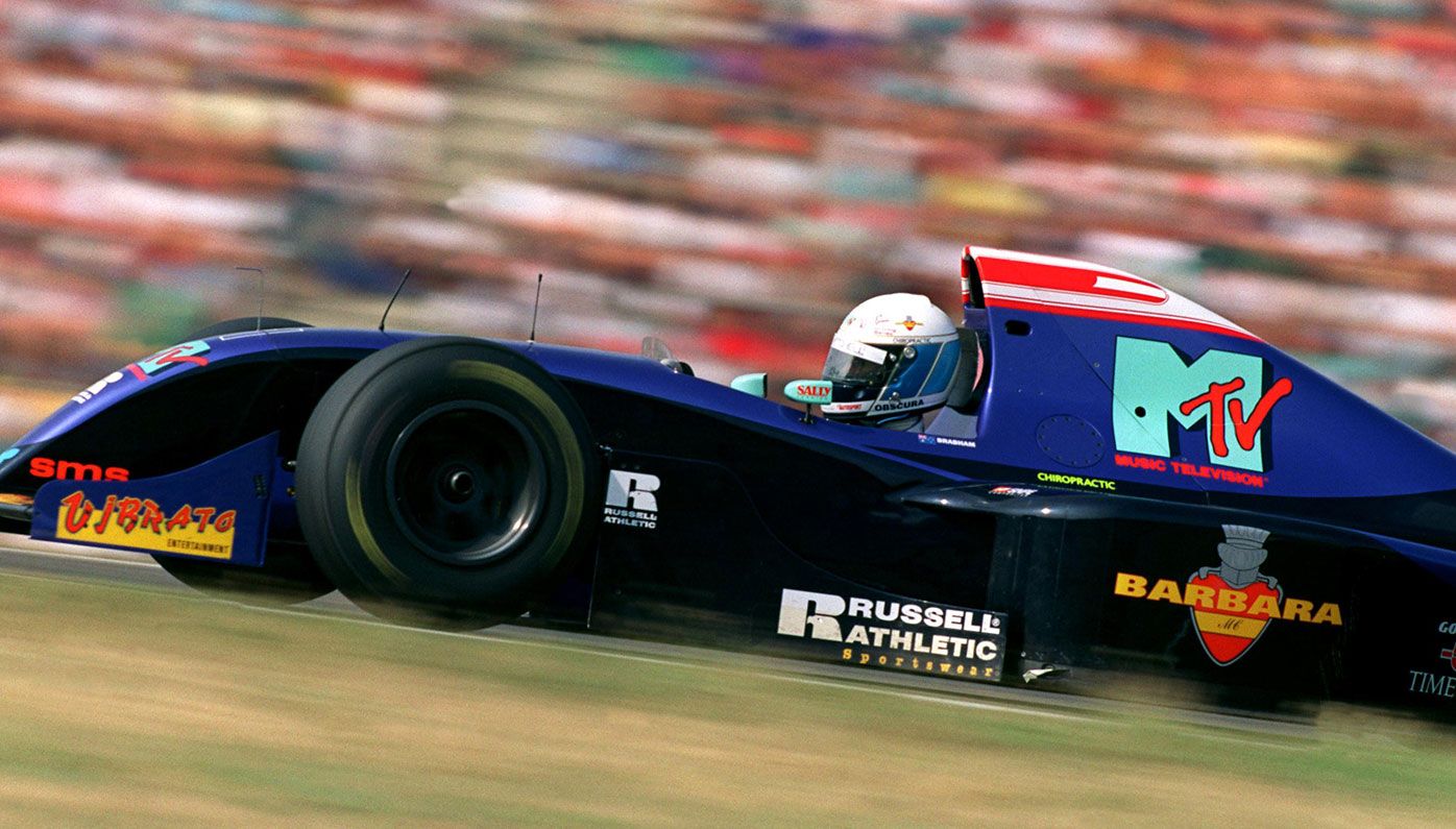 David Brabham driving for Simtek at the 1994 German Grand Prix.