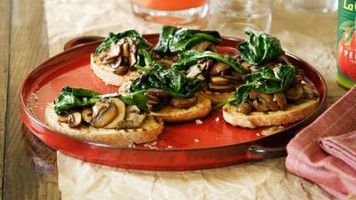 Recipe:&nbsp;<a href="http://kitchen.nine.com.au/2016/05/17/10/24/mushroom-and-spinach-bruschetta" target="_top">Mushroom and spinach bruschetta</a>