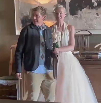 Portia de Rossi and Ellen DeGeneres renew wedding vows.
