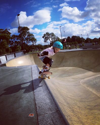 Sophie is just five and loves skateboarding