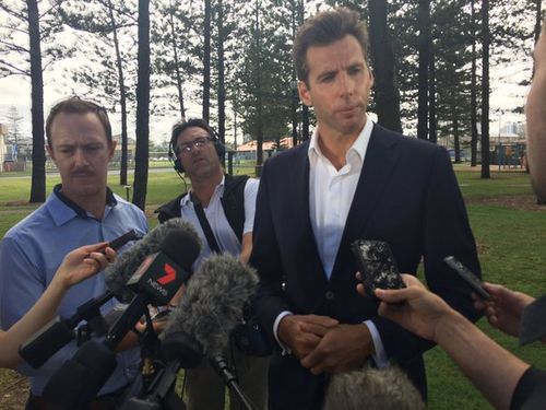 Grant Hackett held a press conference on the Gold Coast. (9NEWS)