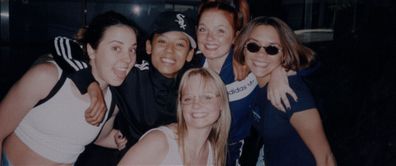 Victoria Beckham with the other Spice Girls - Emma Bunton, Geri Halliwell, Melanie Chisolm (aka Mel C), Melanie Brown (aka Mel B)