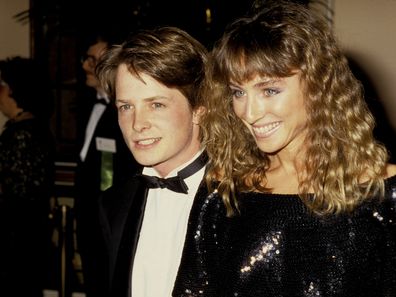 1/24/86 Beverly Hills, CA Beverly Hilton Hotel 43rd Annual Golden Globe Awards Michael J. Fox & Tracey Pollin CR: Ron Galella LTD