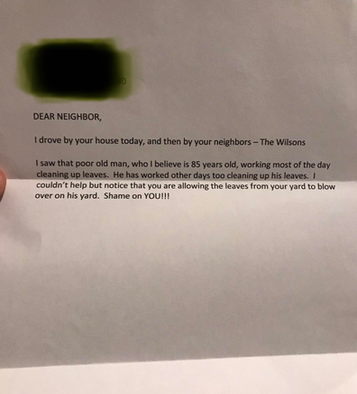 neighbourhood dispute reddit letter