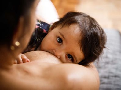 Baby breastfeeding. 