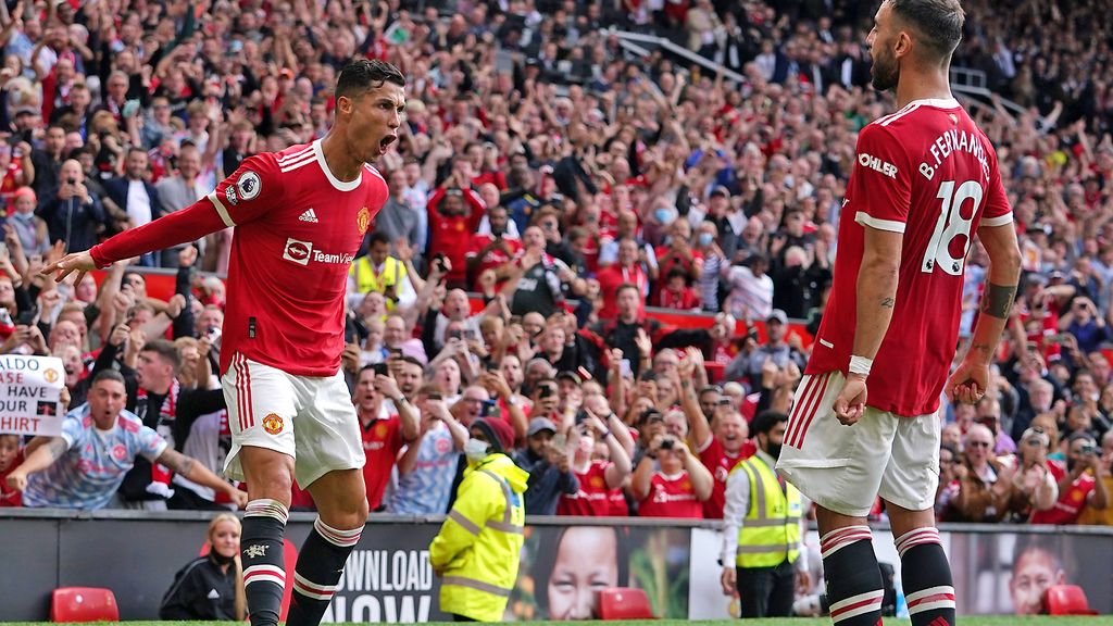 Cristiano Ronaldo of Manchester United celebrates scoring from the