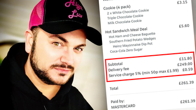 Liam Halewood charged nearly $450 for simple food delivery order