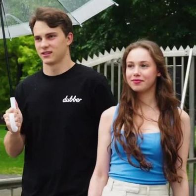 Oscar Piastri and girlfriend Lily Zneimer umbrella meme