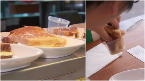 The sandwich contained five cheeses, along with a Stilton dipping sauce. (9NEWS)