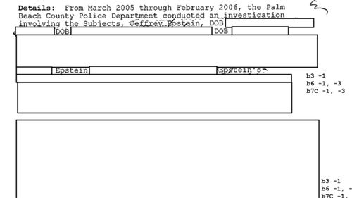 Some files redact everything but Jeffrey Epstein's name.