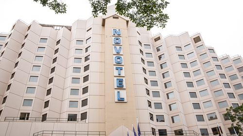 The Novotel Hotel in Darling Harbour where a hotel quarantine worker is believed to have contracted coronavirus.