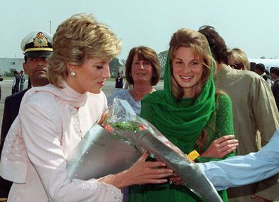 Diana, The Princess of Wales, is welcomed to Lahore by Imran and Jemima Khan in April 1996. ©Anwar Hussein