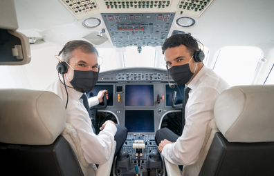 Pilots in the cockpit