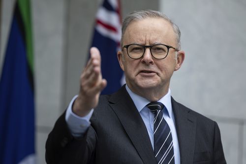 Prime Minister Anthony Albanese during a press conference.