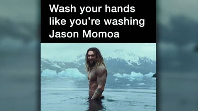 A hilarious hand-washing meme has surfaced, focused on Jason Momoa.