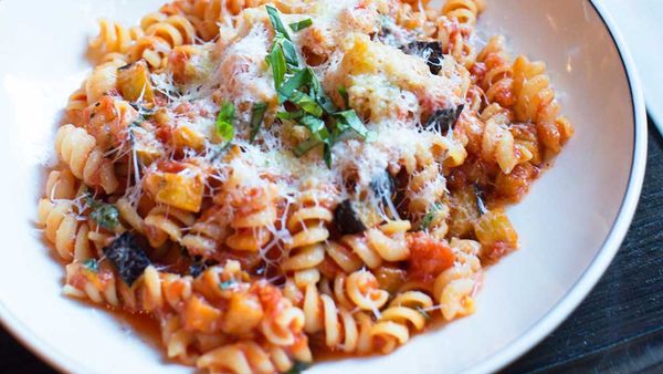 Fusilli alla norma with eggplant and ricotta salata recipe