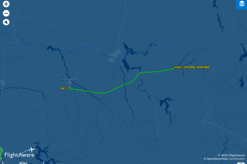 Missing light plane Snowy Mountains map