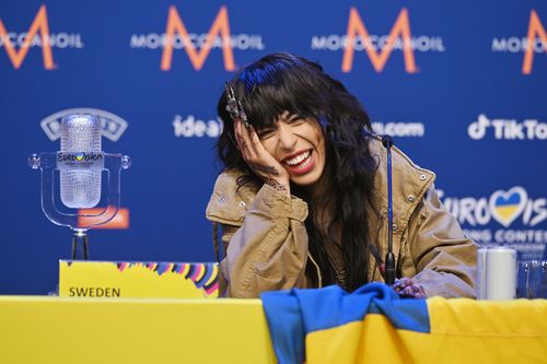 Loreen poses with her Eurovision Trophy after winning the Eurovision Song Contest 2023 Grand Final at the M&S Bank Arena on May 13, 2023 in Liverpool, England.