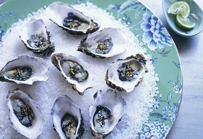 Oysters with lime dressing