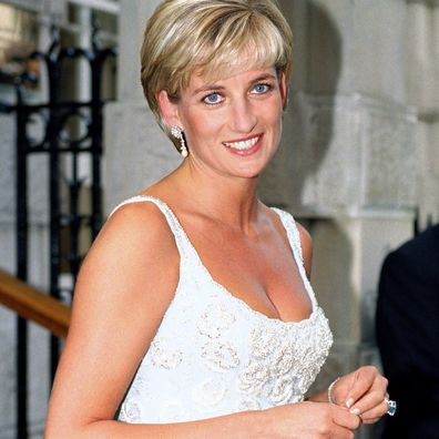 Diana The Princess Of Wales Attends A Gala Reception & Preview Of Her 'Dresses Auction' At Christies In London in June 1997