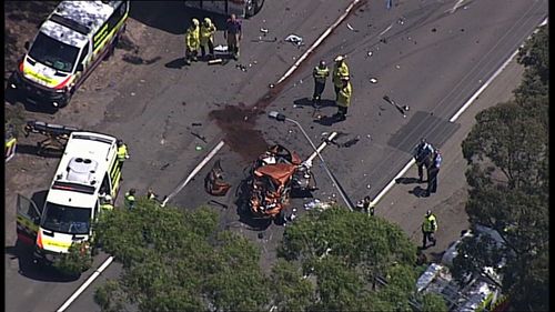 Woman rushed to hospital after multi-vehicle car crash on Sydney's M5.