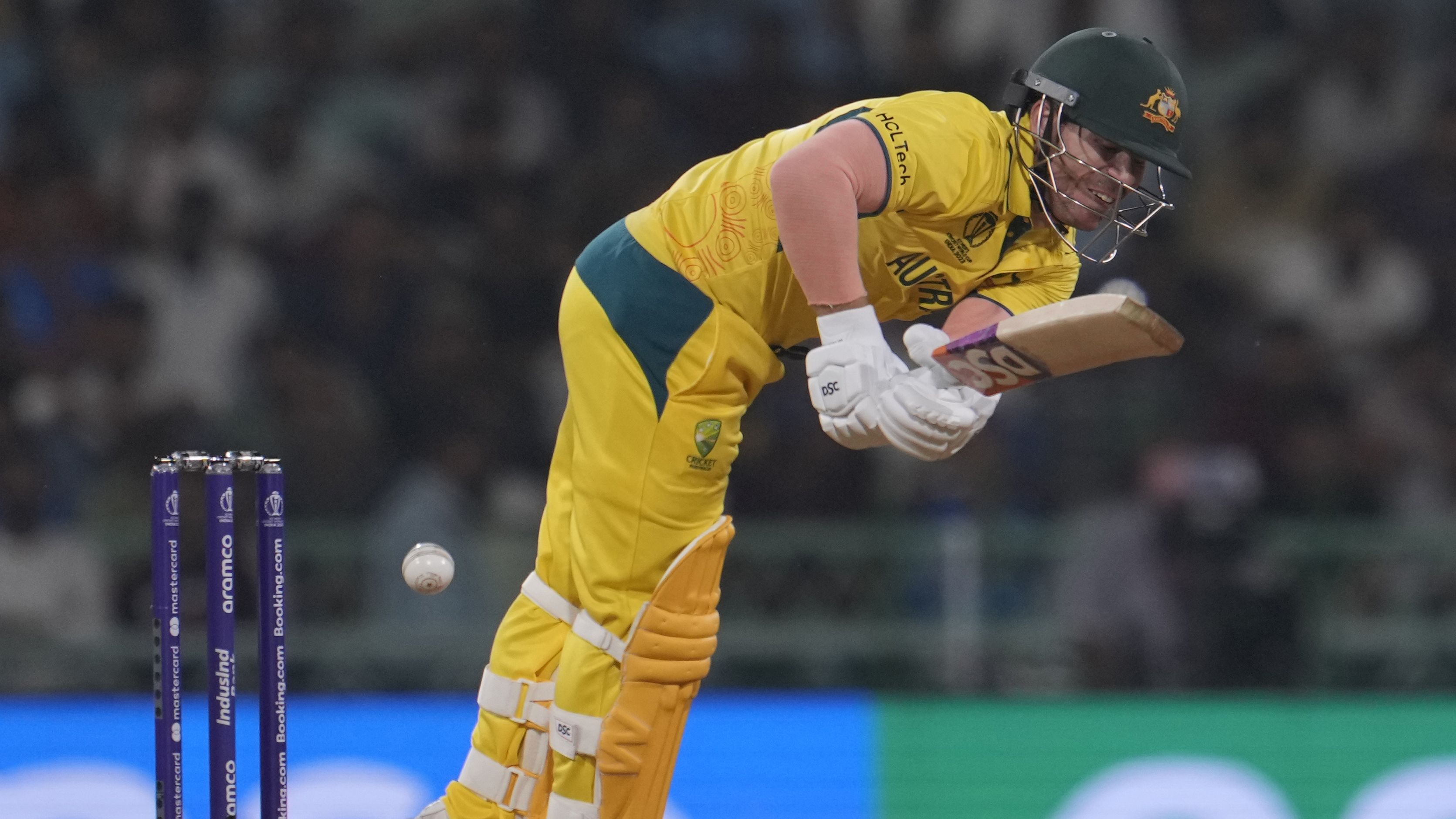 Australia&#x27;s David Warner bats during the ICC Cricket World Cup.