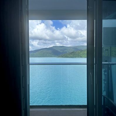 The view of the Whitsundays from my stateroom balcony.
