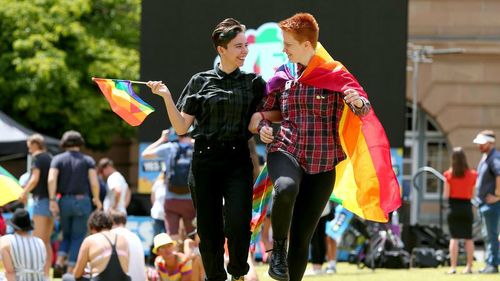 Supporters frolicked after it was announced more than 61 percent of people had voted Yes.