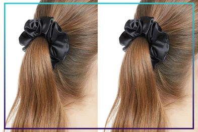 9PR: Twin pack black silk scrunchies