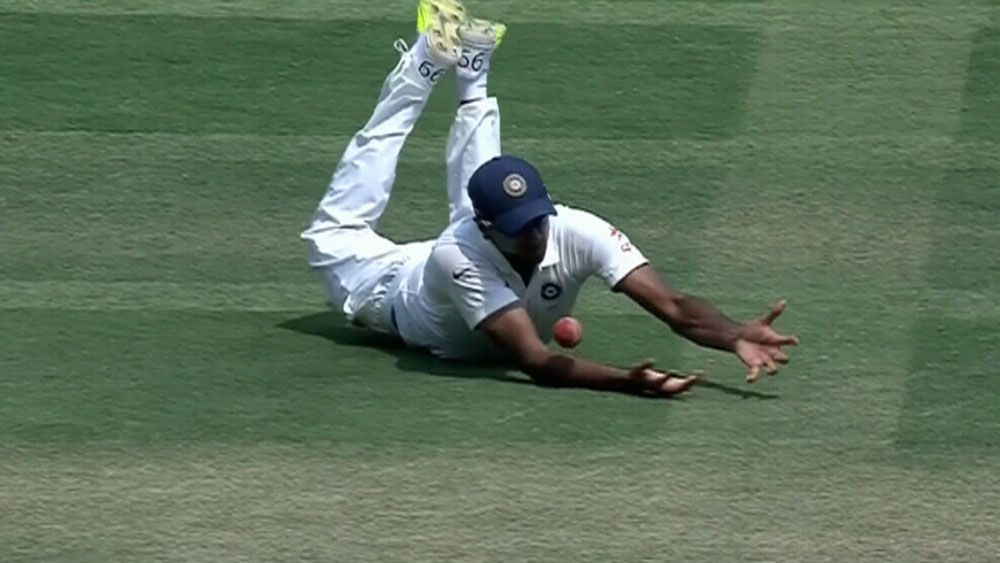 Ashwin comes up with spectacular catch to dismiss Peter Handscomb