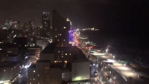 The Israel Defence Force shared video of the sirens being sounded in Tel Aviv.