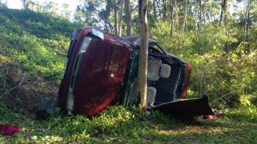 The woman spent more than six hours in her upturned car. (Aislin Kriukelis/Twitter)