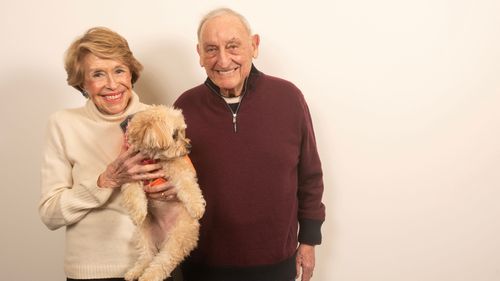 Joan and Sandy Weill with their dog Sweet Pea.