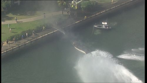 Firefighting boats were deployed to help extinguish the blaze.