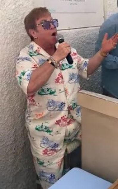 Elton John previews Britney Spears 'Hold Me Closer' collab at restaurant in Cannes.