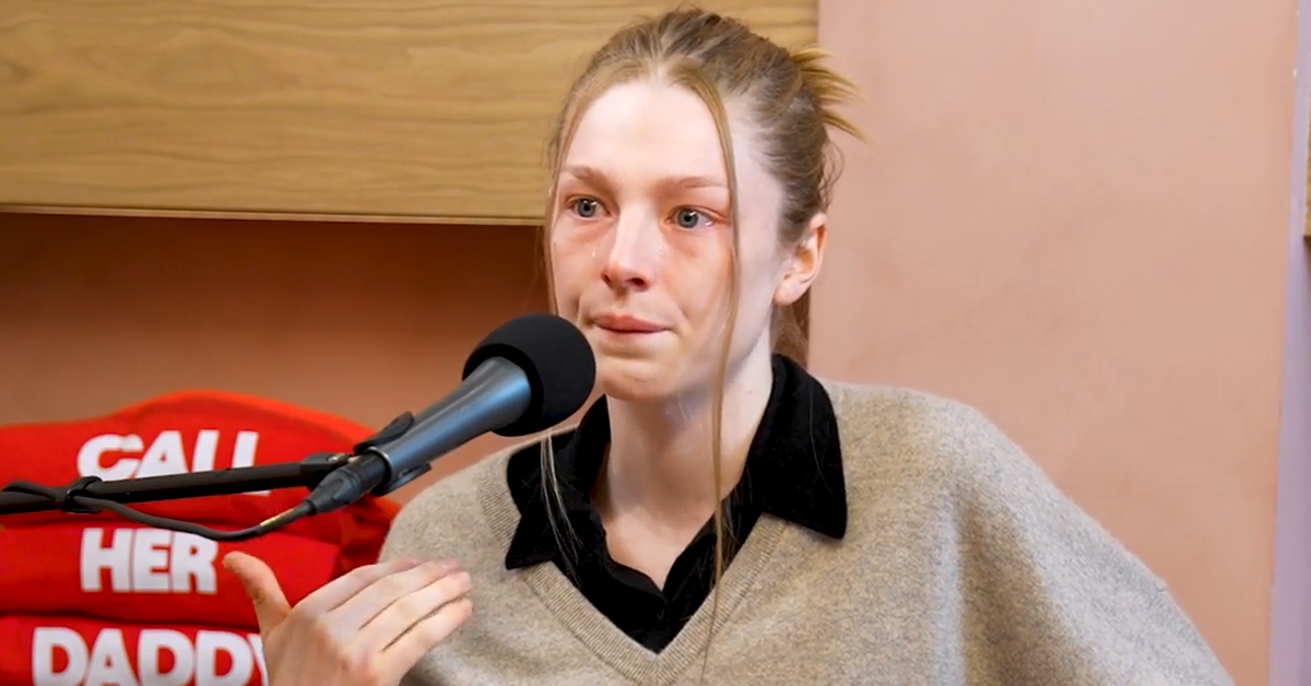 Hunter Schafer’s tears talking about Angus Cloud’s death on Call Her Daddy podcast when asked about Euphoria season three