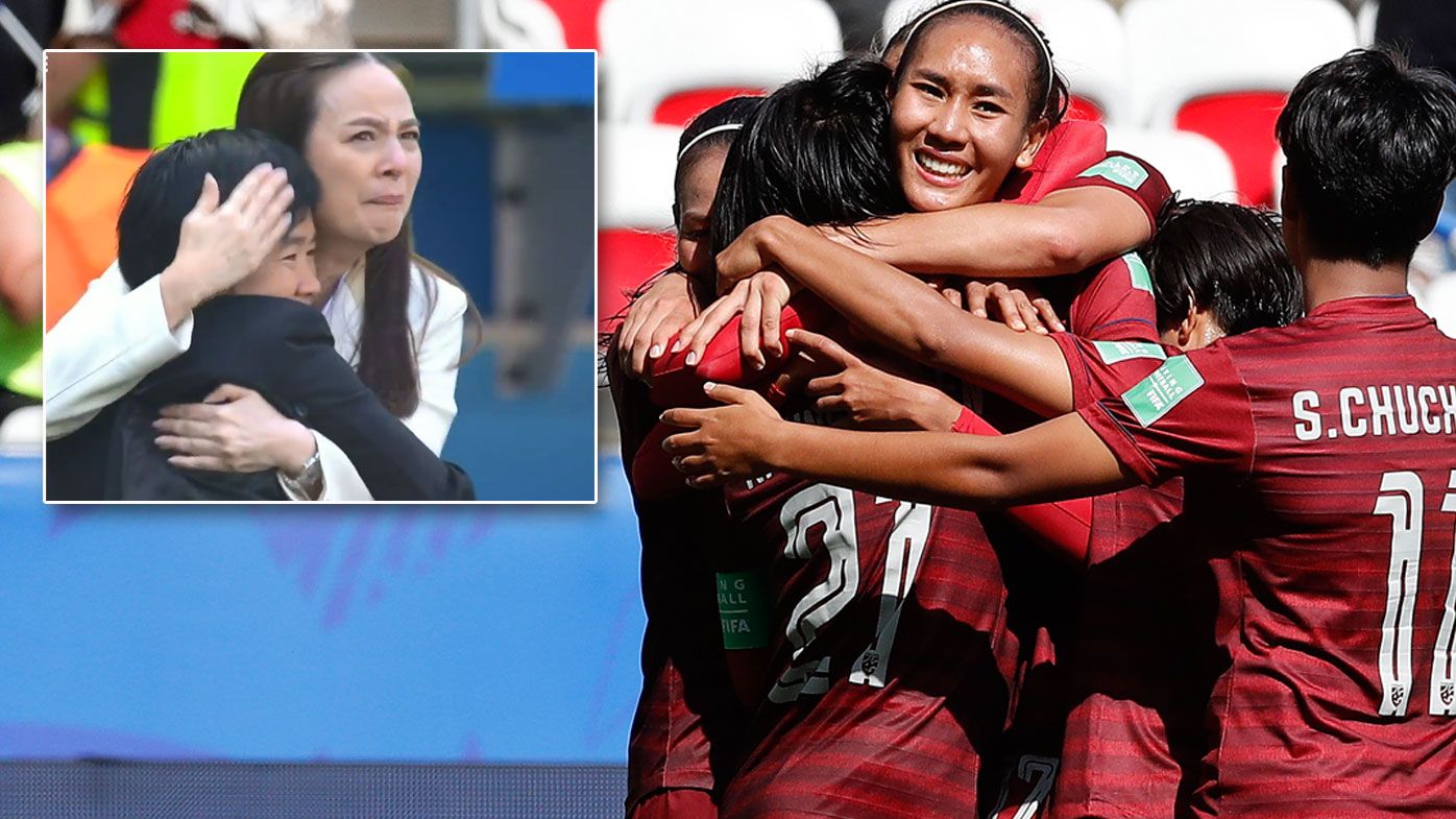Emotional scenes after Thailand score first Women's World Cup goal